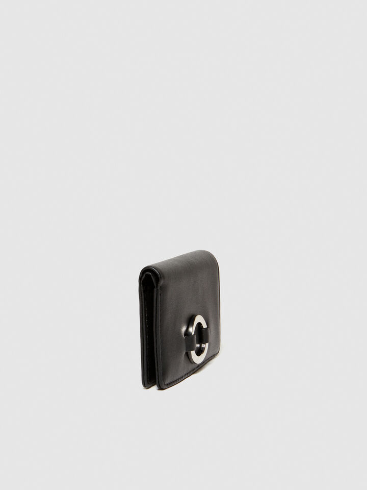 Leather card holder - null - Black | Sisley image number 4